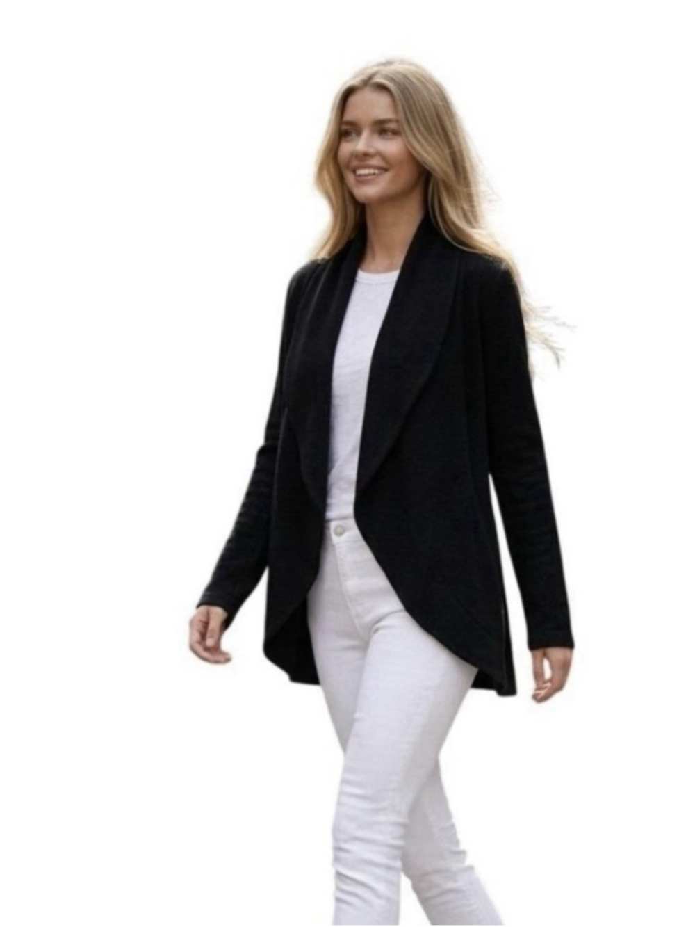 Standard James Perse Black 100% Cotton Shawl Collar Open Cardigan 1 Small $255